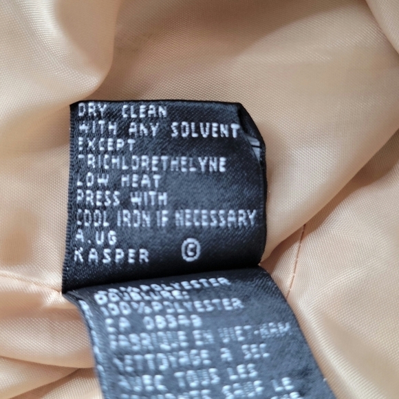 Kasper Blazer Size 12 Gold Beige Textured Long Sleeve Faux Flap Pockets Lined - Picture 8 of 12